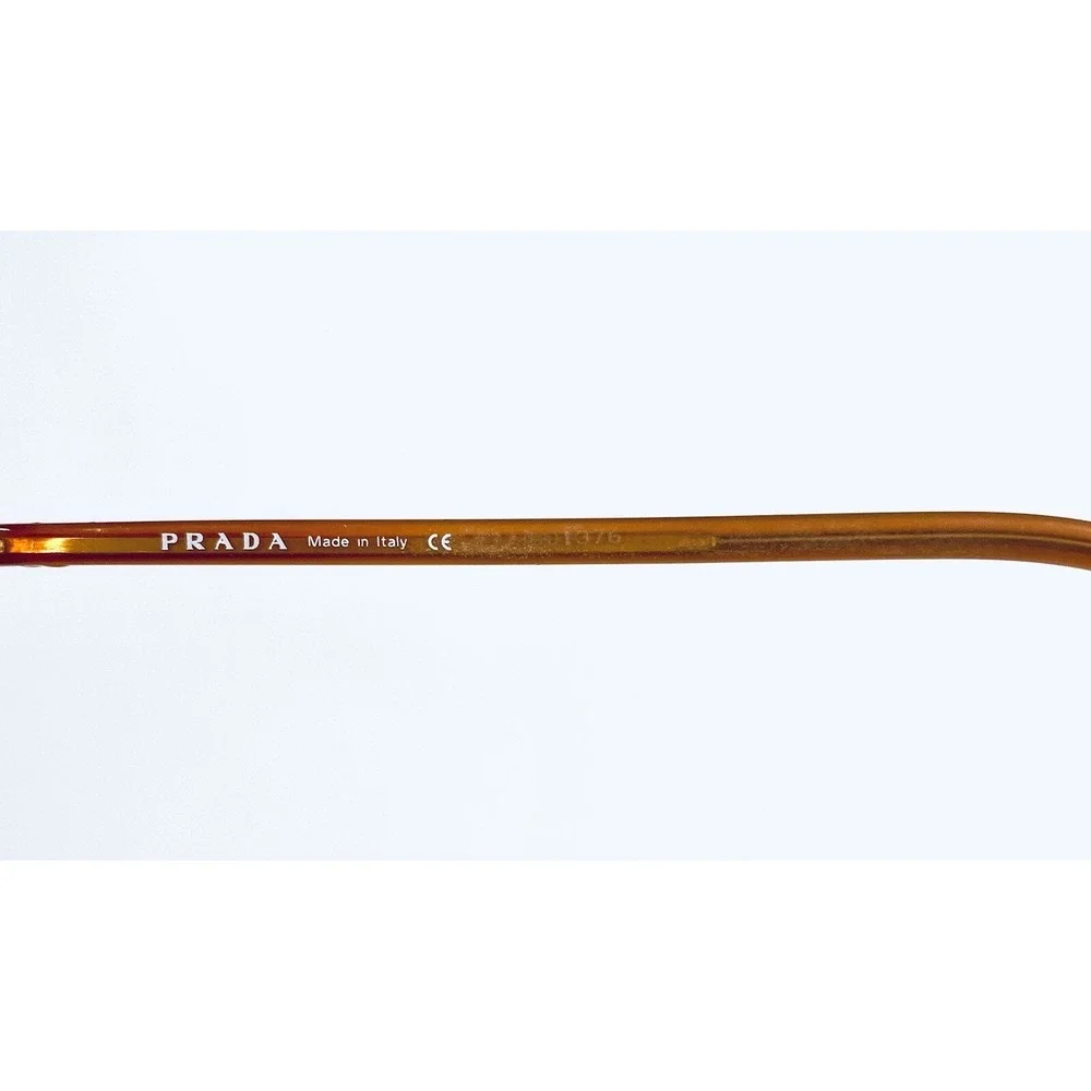 Prada Gold Metal Rectangular Half Rim Glasses Italy VPR56G 8AE-101 52 17 140